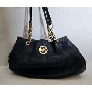Michael Kors Womens Bag  Tote Shoulder Fulton Blue Pebbled Leather